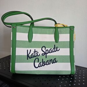 Kate Spade Cabana Medium Tote Bag, Striped Green & White
